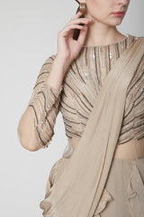 Mouse Grey Embroidered Saree