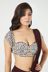 Purple Georgette Draped Saree