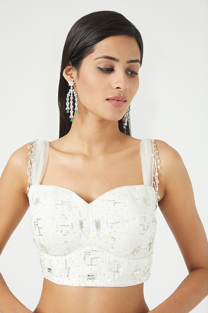 White Georgette Saree Set