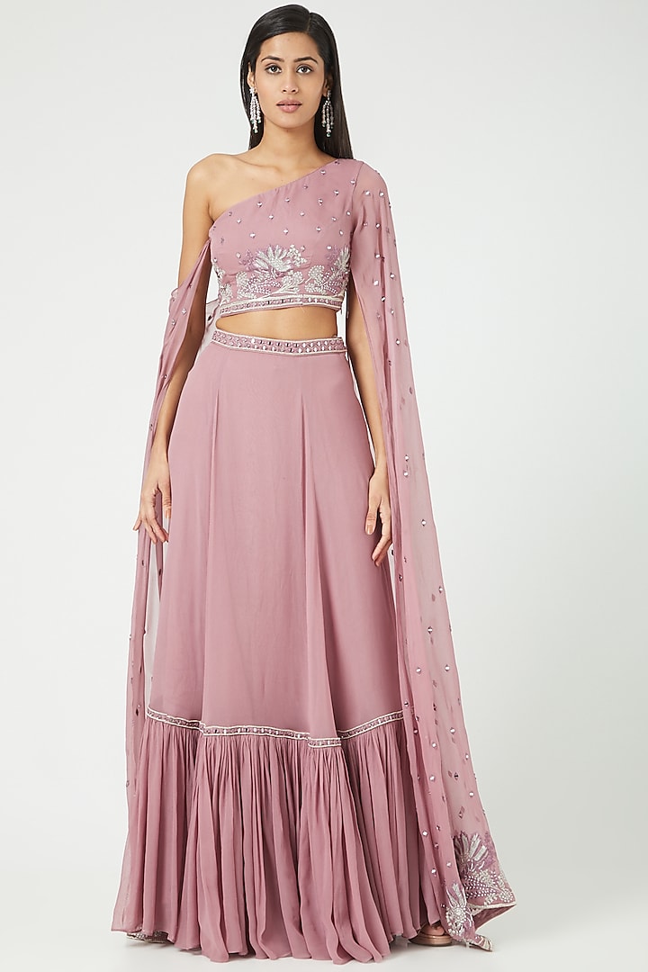 Pink Georgette Skirt Set