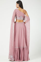 Pink Georgette Skirt Set