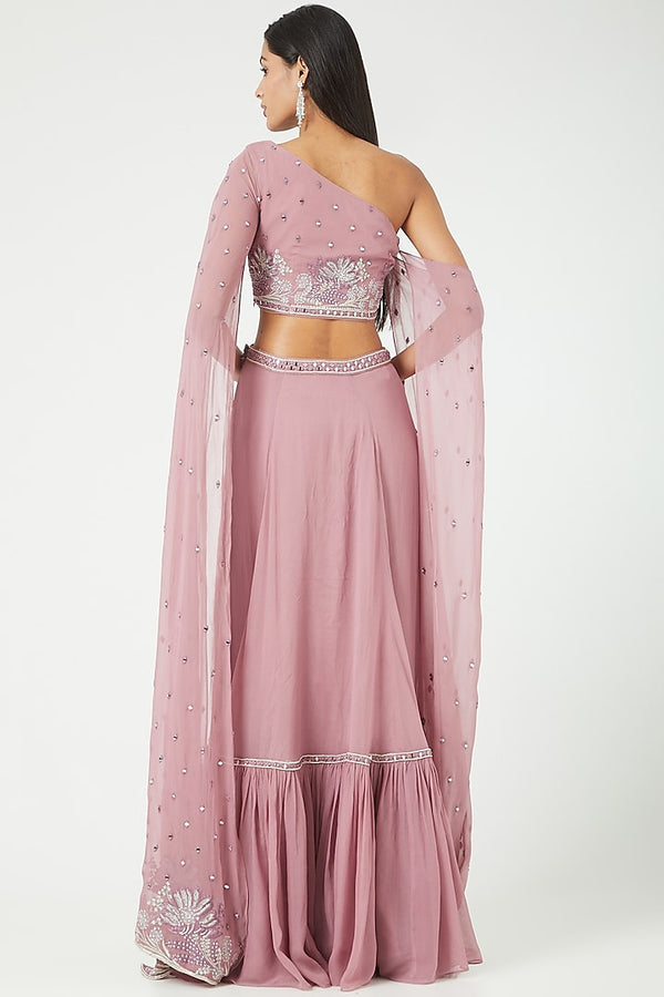 Pink Georgette Skirt Set