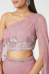Pink Georgette Skirt Set