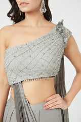 Grey Draped Gown Saree