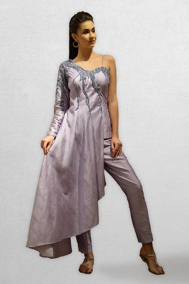 Purple One Shoulder Gown