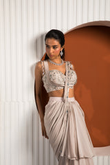 Pink Gray Saree